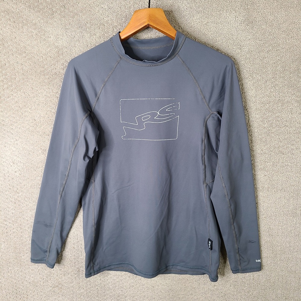 NRS Shirt Men XL Gray Rash Guard Long Sleeve UPF 50 Nylon Spandex Athletic Water